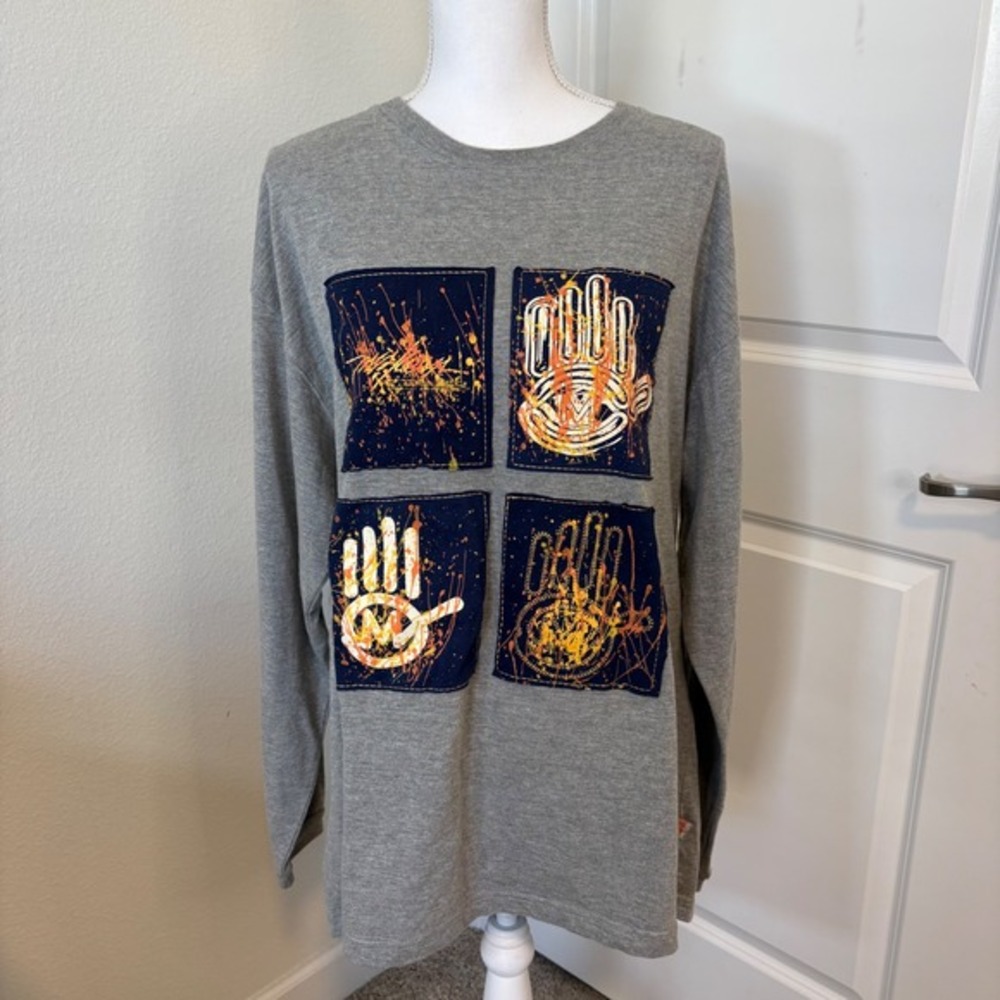 Mizkeen Originals Mens L Gray Long Sleeve Graphic T-Shirt Cyco Simon Splatter